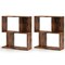 Costway 1/2 PCS 3-Tier Bookshelf Geometric Bookcase Side Table with Open Storage Display Shelf Brown